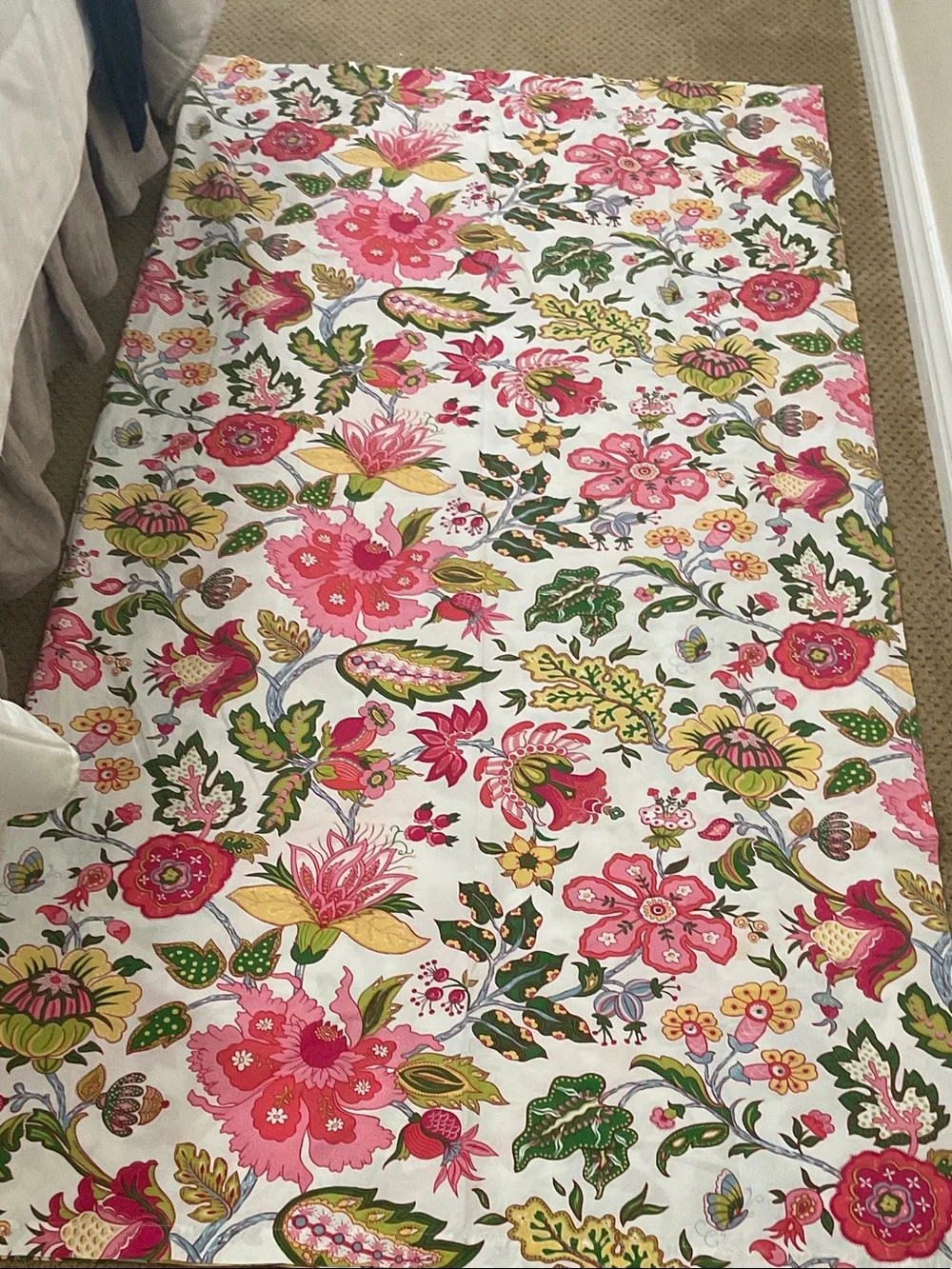 Pottery Barn Floral Cotton Panel in Pink, Green and Yellow